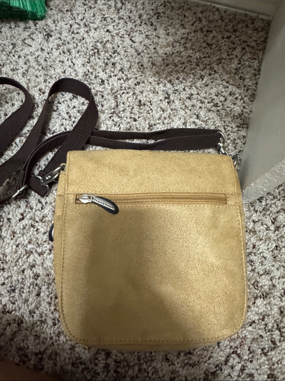 Men's Tan Suede Crossbody Bag - Compact Everyday Carry